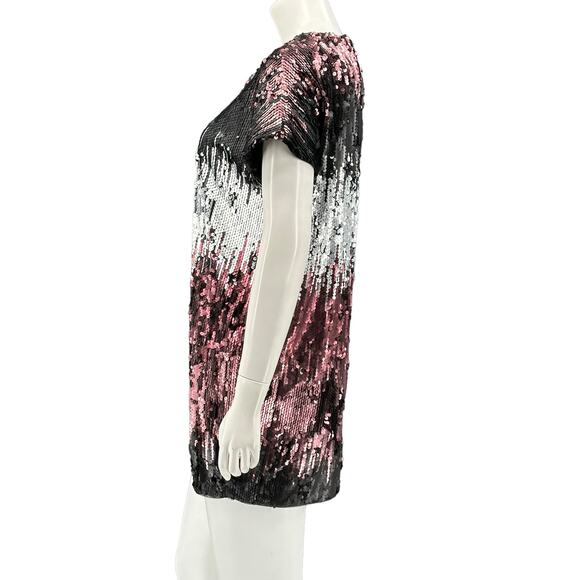 Aidan Mattox Dress Womens 4 Black Wine Sequins Shift Mini Swiftie Cocktail Party - Picture 4 of 10